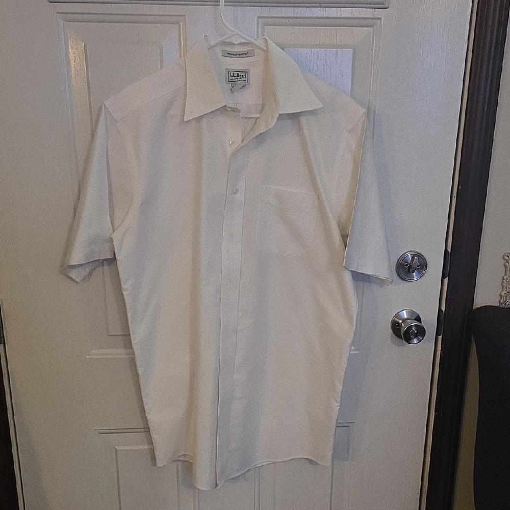 LL Bean Men's White Button Down Shirt Size 15 1/2 Tall